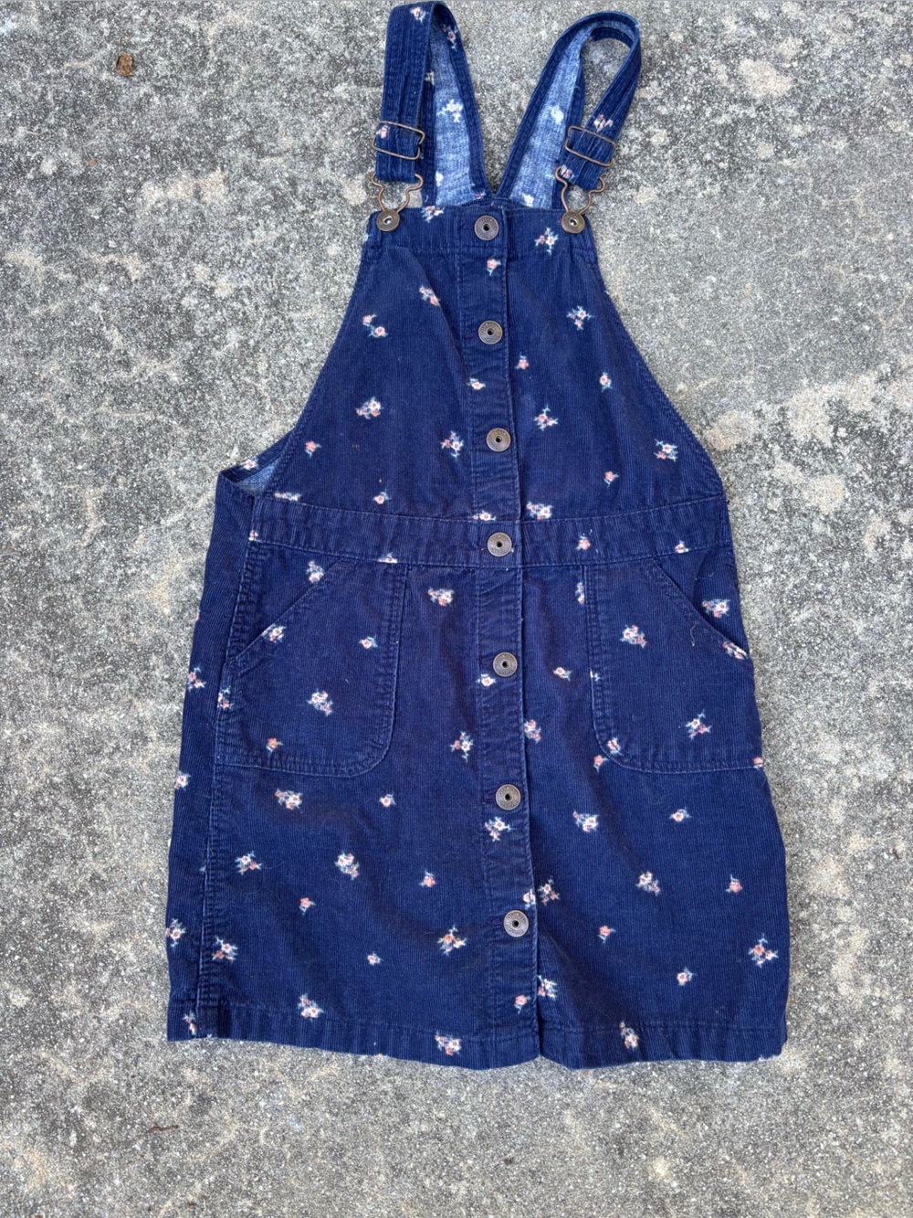 OshKosh B'gosh Navy Floral Corduroy Pinafore Dress